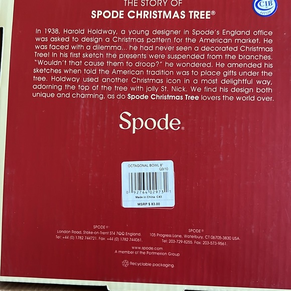 Spode Christmas Tree 8” Octagonal Bowl - NWT NIB - Picture 5 of 6